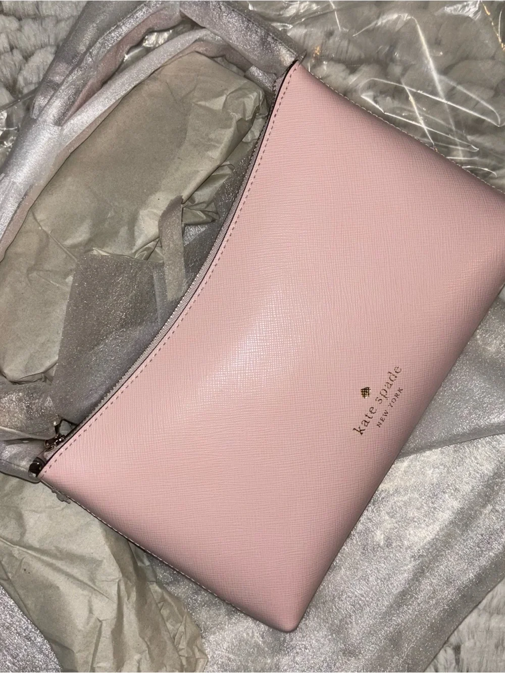 ♠️kate spade Sadie chalk pink Saffiano leather crossbody bag gold hardware KE594